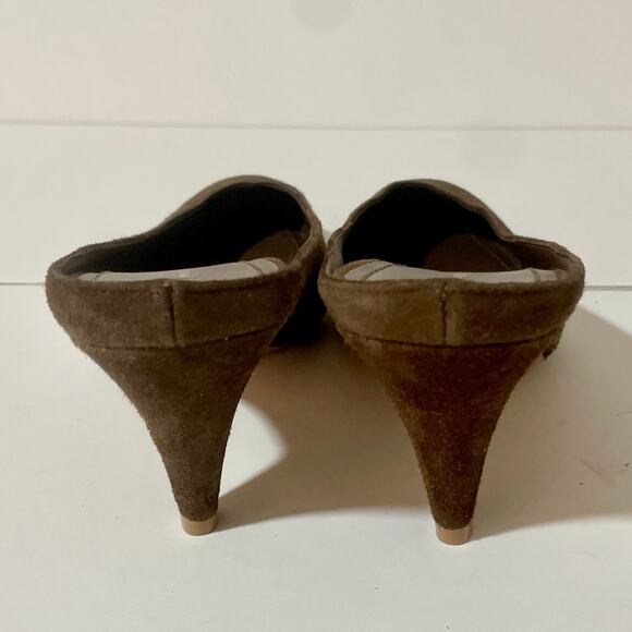 Mansur Gavriel Suede Slides Mules Heel Slipper Slip On Shoes Pumps Brown sz 37 - Picture 6 of 9